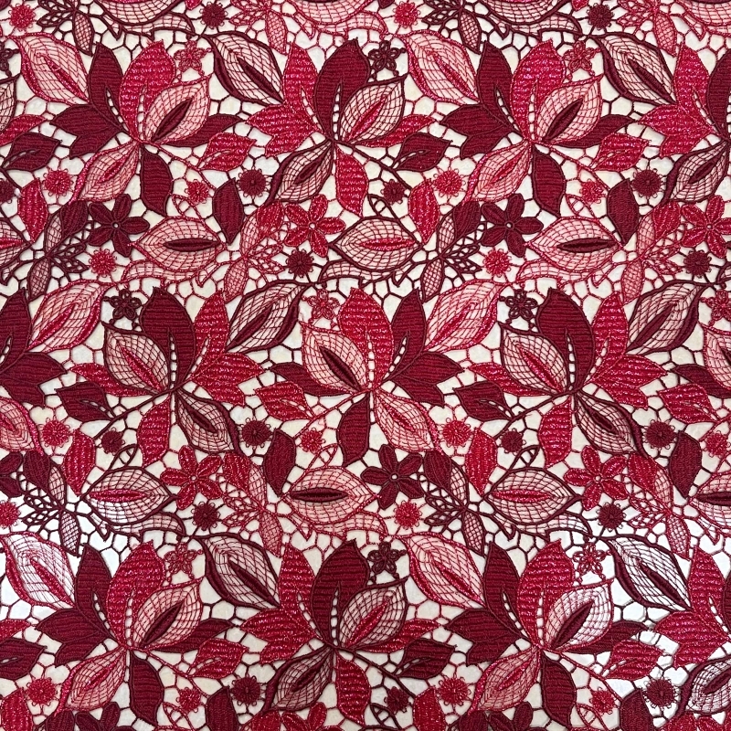 Floral embroidery with pearl accents