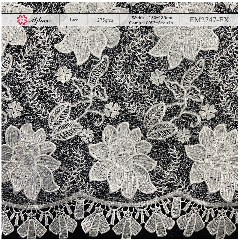 Elaborate floral embroidery lace trim