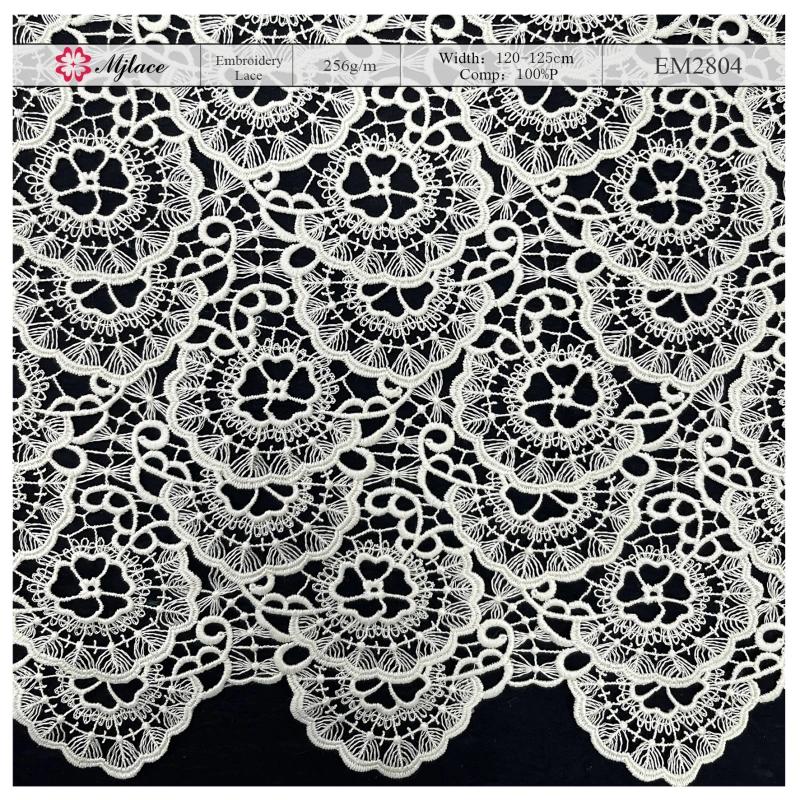 Floral Water-Soluble Embroidered Lace Fabric - MJlace Elegant Collection