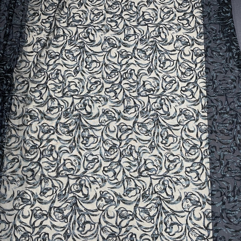 Glimmer Sprig: Sequin-Embellished Lightweight Lace
