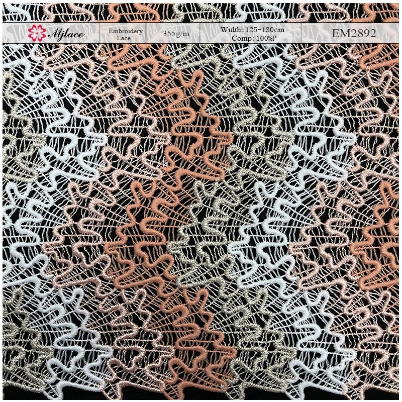 Vibrant Multi-Color Floral Water-Soluble Embroidered Lace Fabric