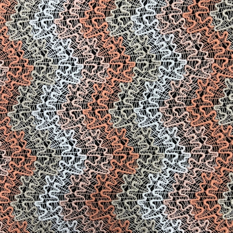 Vibrant Multi-Color Floral Water-Soluble Embroidered Lace Fabric