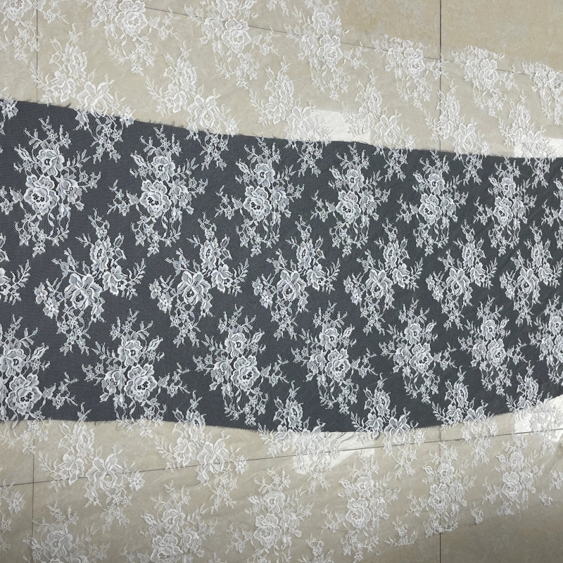Airy Floral Sheer Embroidered Lace Fabric – Lightweight Nylon Lace by MJlace
