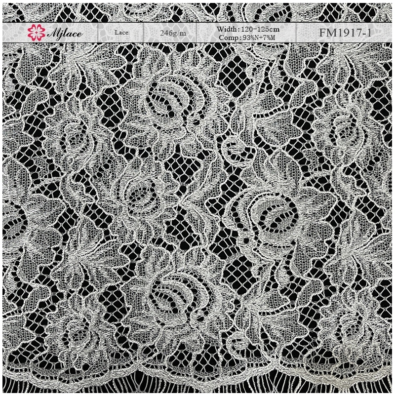 Delicate Floral Embroidered Lace Fabric – Soft Nylon Blend Trim by MJlace