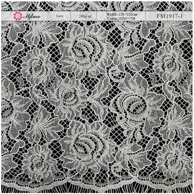 Delicate Floral Embroidered Lace Fabric – Soft Nylon Blend Trim by MJlace