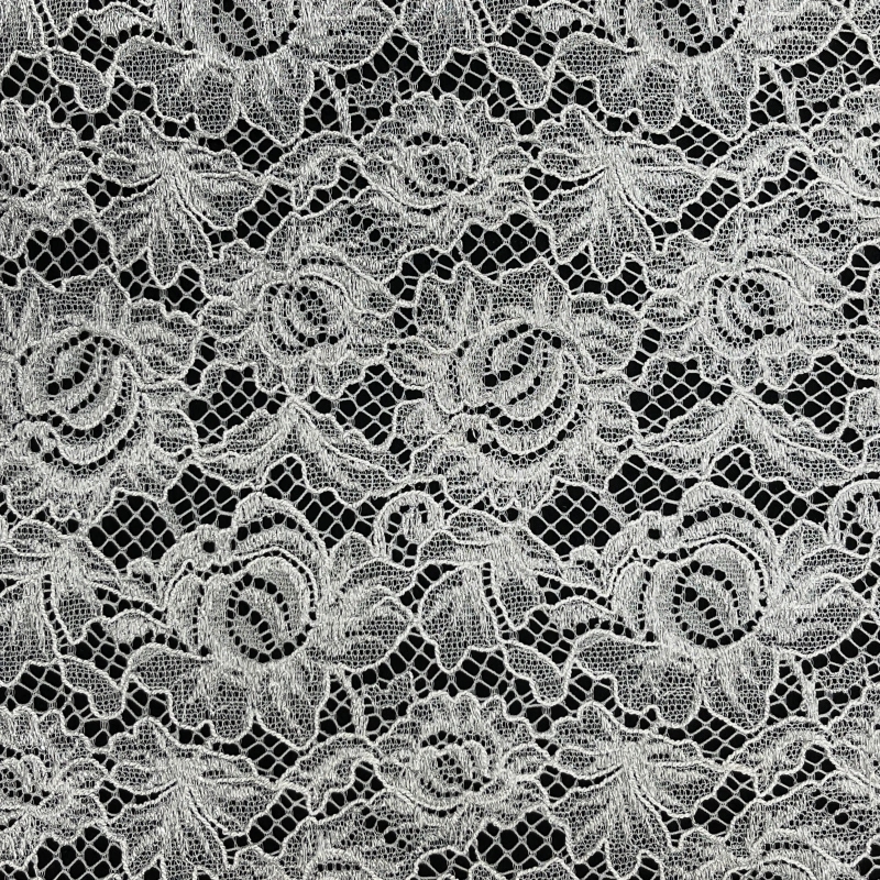 Delicate Floral Embroidered Lace Fabric – Soft Nylon Blend Trim by MJlace