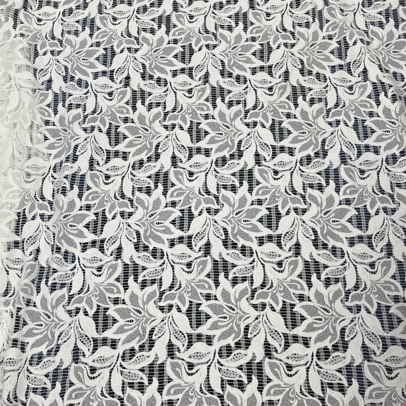Heavyweight Floral Water-Soluble Embroidered Lace with Fringe – Tassel Trim Fabric by MJlace