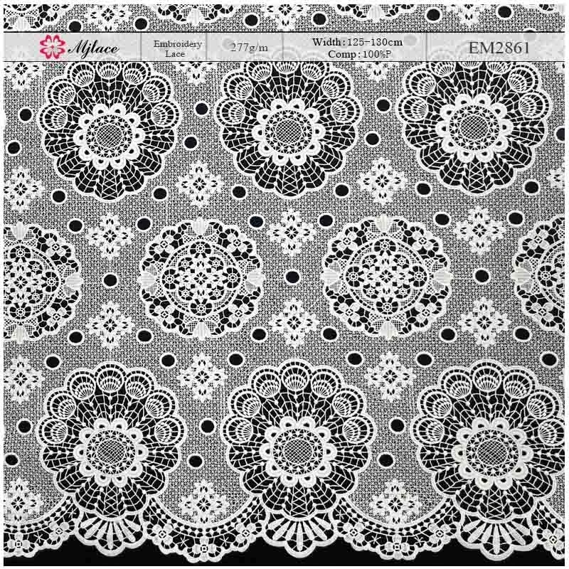Elegant Floral Water-Soluble Embroidered Lace Fabric – Classic Medium-Weight Trim by MJlace