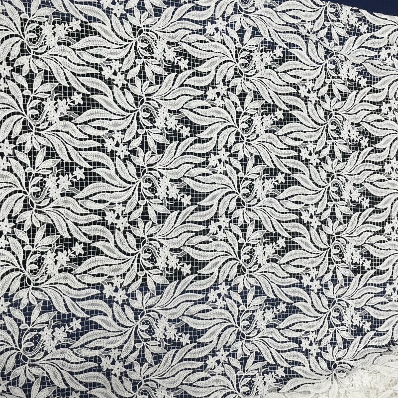 Heavyweight Floral Water-Soluble Embroidered Lace Fabric – Rich Textured Trim by MJlace