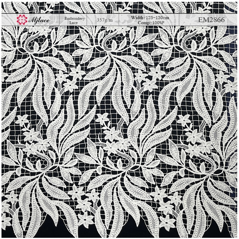 Heavyweight Floral Water-Soluble Embroidered Lace Fabric – Rich Textured Trim by MJlace