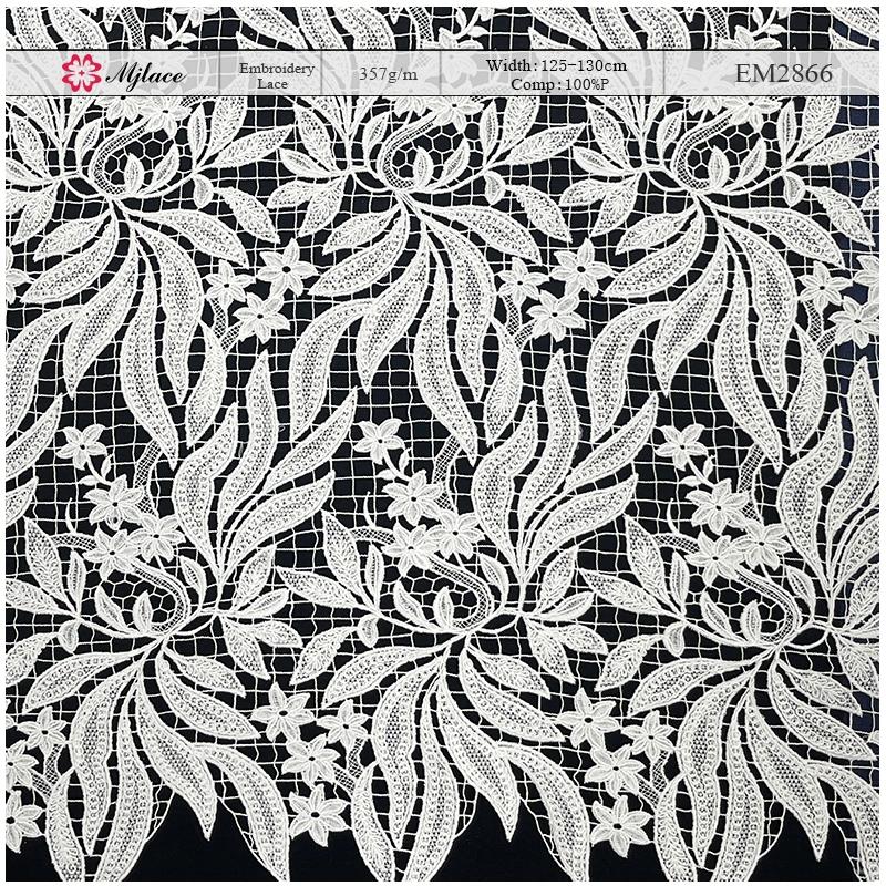 Heavyweight Floral Water-Soluble Embroidered Lace Fabric – Rich Textured Trim by MJlace