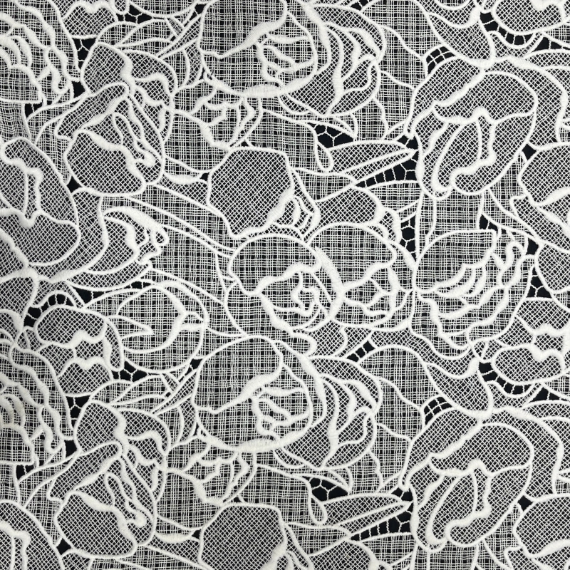 Rich Floral Water-Soluble Embroidered Lace Fabric – Medium-Heavy Trim by MJlace