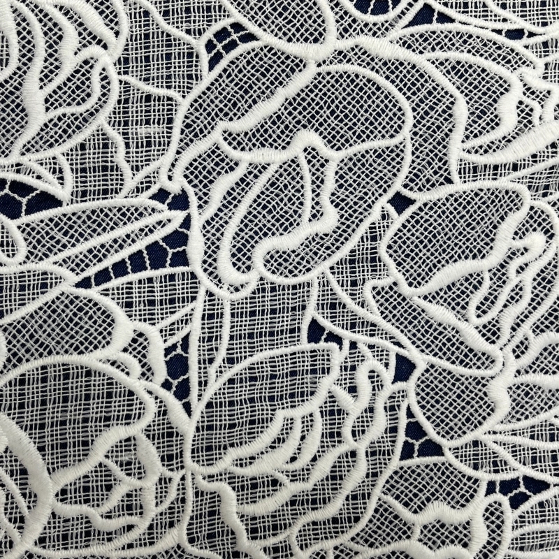 Rich Floral Water-Soluble Embroidered Lace Fabric – Medium-Heavy Trim by MJlace