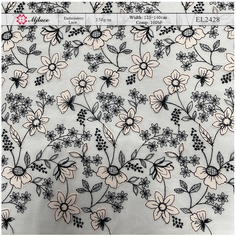 Delicate Floral Laser Embroidered Lace Fabric – Lightweight Cutwork Trim by MJlace