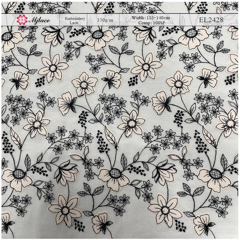 Delicate Floral Laser Embroidered Lace Fabric – Lightweight Cutwork Trim by MJlace