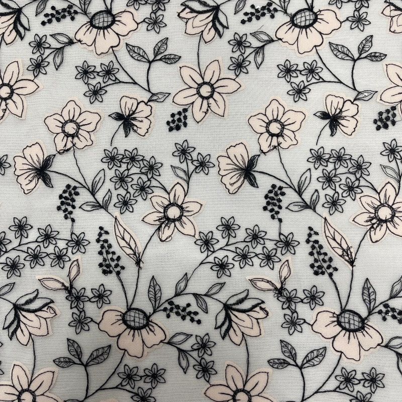 Delicate Floral Laser Embroidered Lace Fabric – Lightweight Cutwork Trim by MJlace
