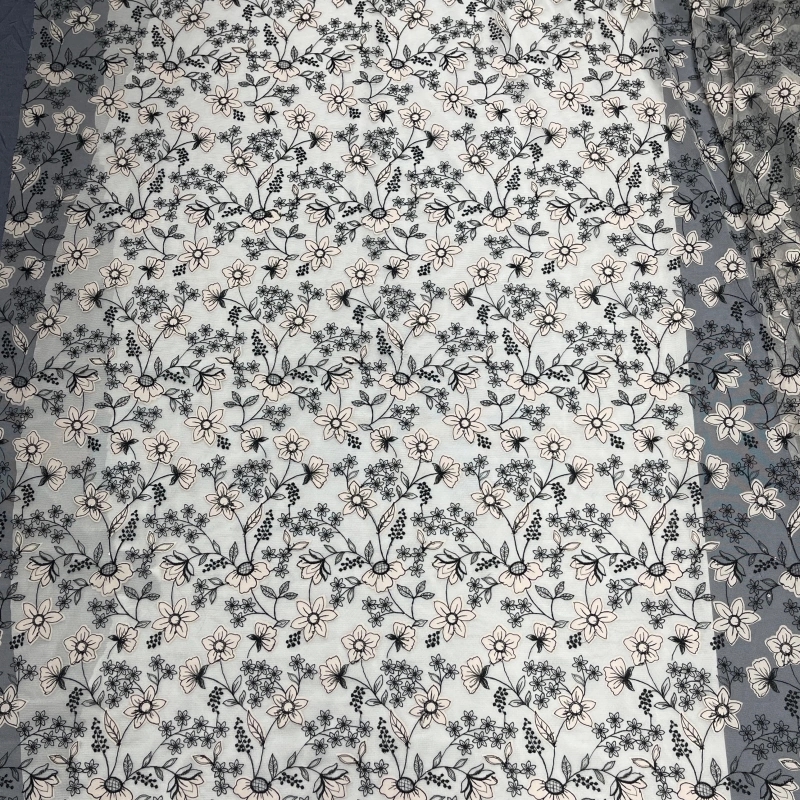 Delicate Floral Laser Embroidered Lace Fabric – Lightweight Cutwork Trim by MJlace