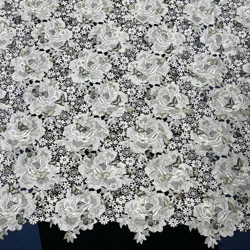 Garden Tapestry Heavyweight Water-Soluble Embroidered & Printed Lace – Floral Print & Embroidery Fabric