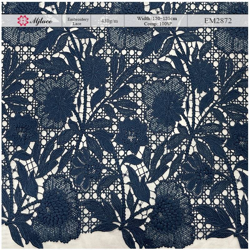 Imperial Bloom Heavyweight Water-Soluble Embroidered Lace – Dense Floral Embroidery Fabric