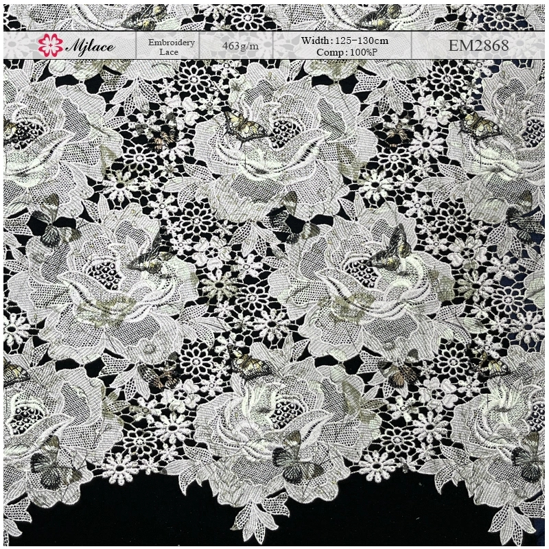 Garden Tapestry Heavyweight Water-Soluble Embroidered & Printed Lace – Floral Print & Embroidery Fabric