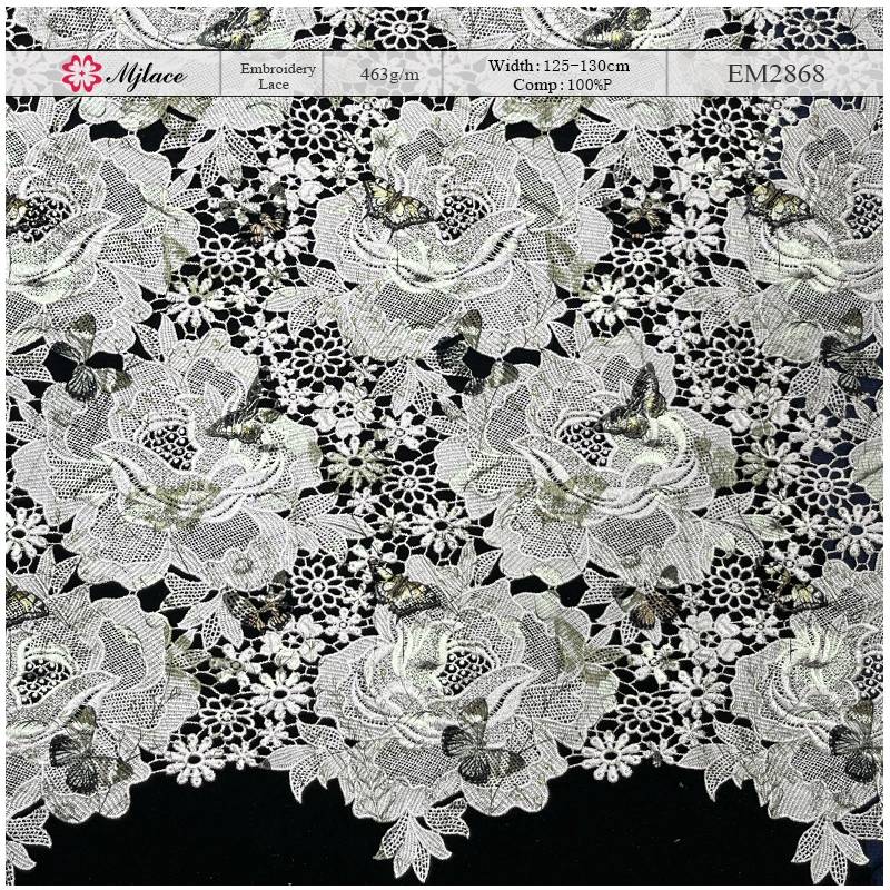 Garden Tapestry Heavyweight Water-Soluble Embroidered & Printed Lace – Floral Print & Embroidery Fabric