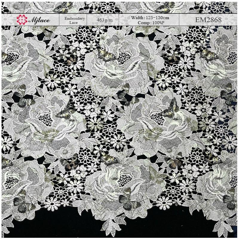 Garden Tapestry Heavyweight Water-Soluble Embroidered & Printed Lace – Floral Print & Embroidery Fabric
