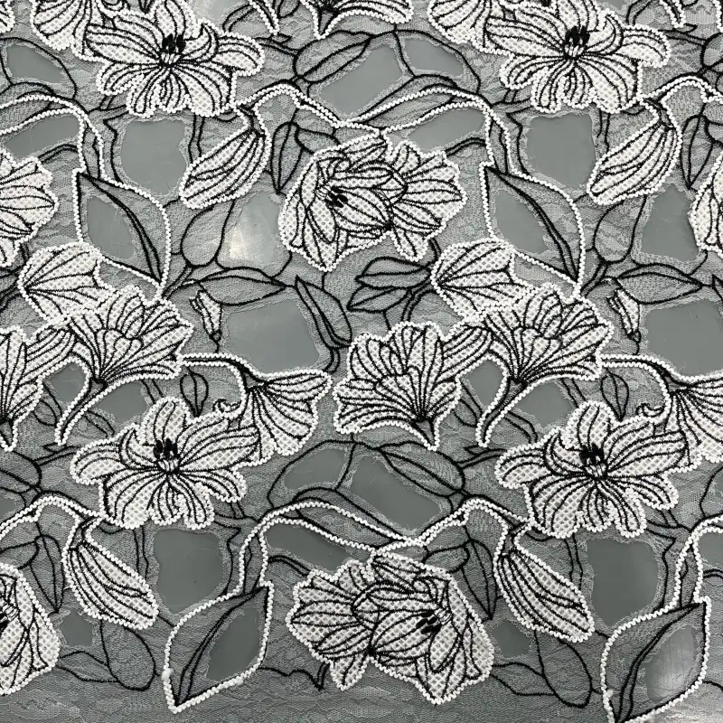 Luminous Petal Multi-Color Laser Embroidery Lace – Floral Laser Cut Fabric