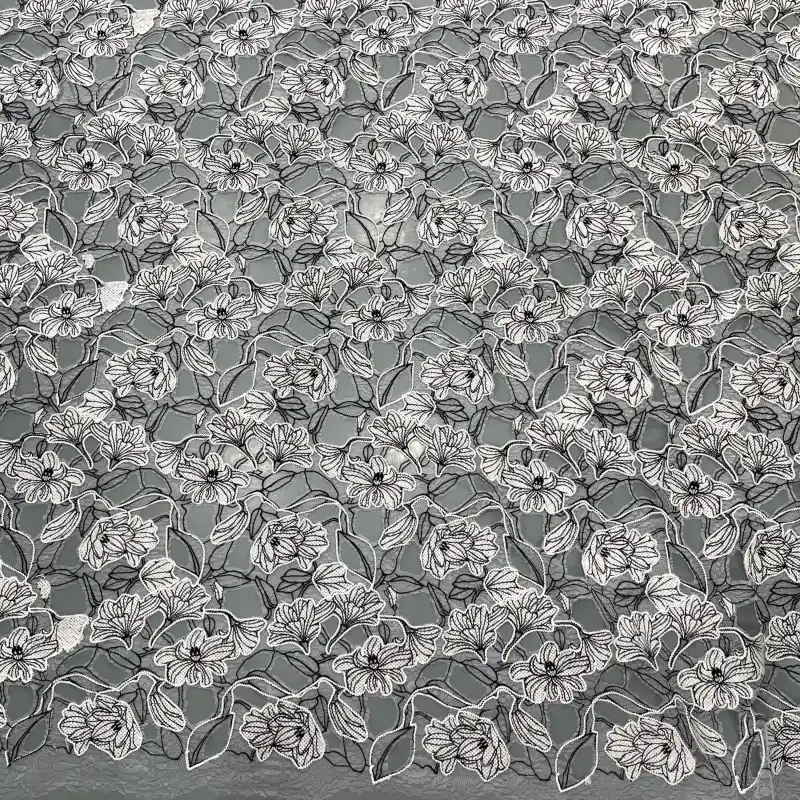 Luminous Petal Multi-Color Laser Embroidery Lace – Floral Laser Cut Fabric