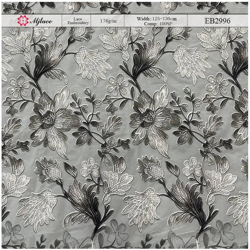 Shadow Garden Embroidered Print Lace – Floral Lace Embroidery Fabric