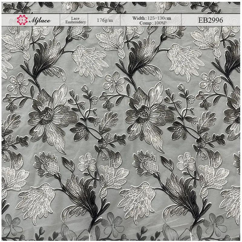 Shadow Garden Embroidered Print Lace – Floral Lace Embroidery Fabric