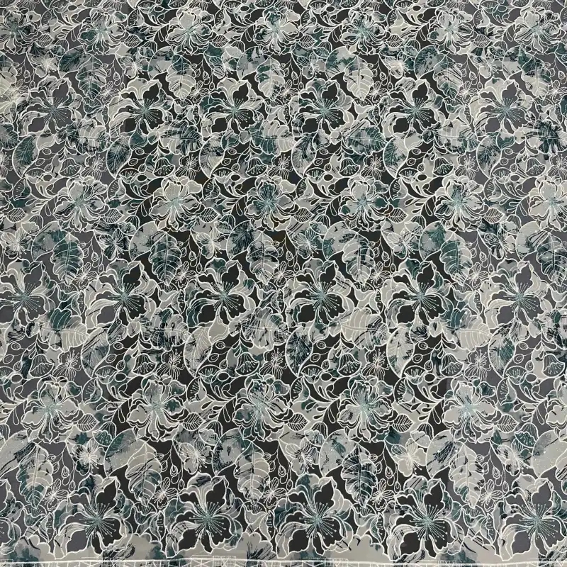 Garden Lumière Printed Laser Embroidered Lace — Floral Sequin Embellished Fabric