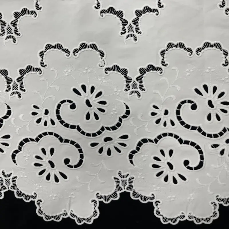 Scallop Bloom Laser Embroidery Lace – Scalloped Floral Laser Cut Fabric