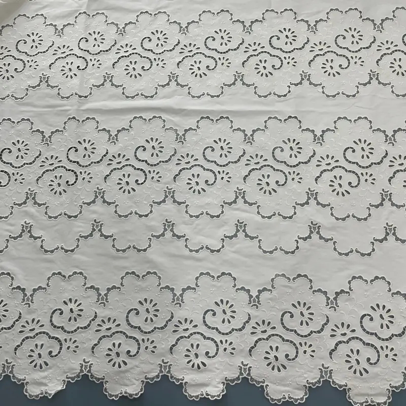 Scallop Bloom Laser Embroidery Lace – Scalloped Floral Laser Cut Fabric