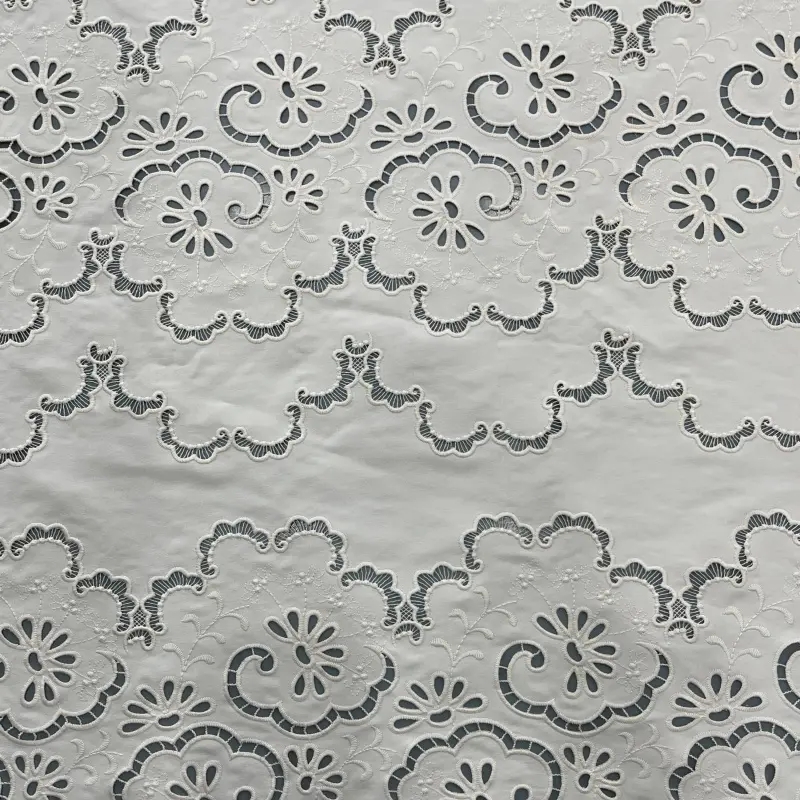 Scallop Bloom Laser Embroidery Lace – Scalloped Floral Laser Cut Fabric