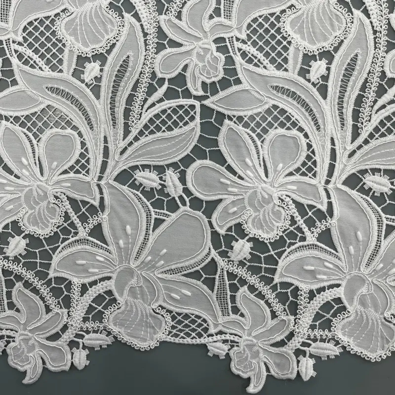 Orchid Cascade Laser Embroidery Lace – Orchid Floral Laser Cut Lace Fabric