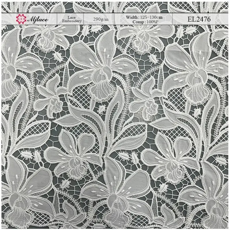 Orchid Cascade Laser Embroidery Lace – Orchid Floral Laser Cut Lace Fabric
