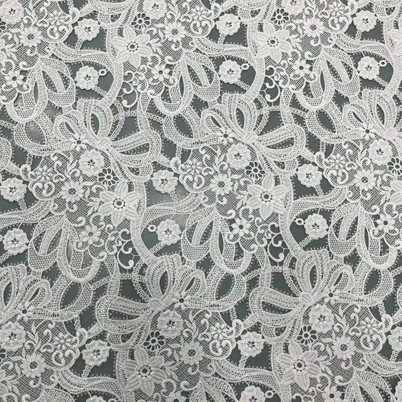 Ribbon Garden Water-Soluble Embroidered Lace – Ribbon Floral Embroidered Lace Fabric