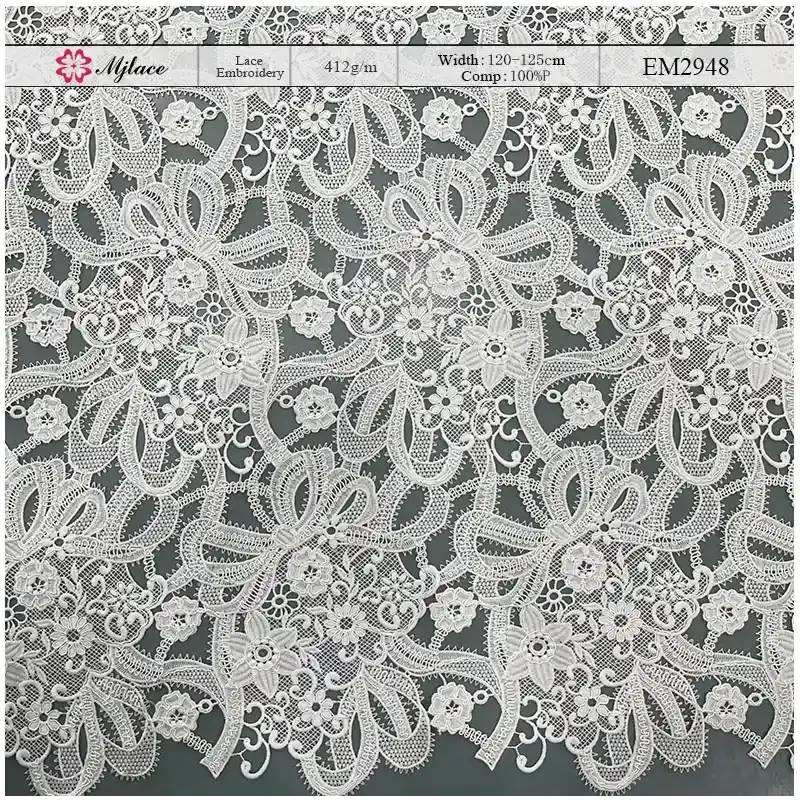 Ribbon Garden Water-Soluble Embroidered Lace – Ribbon Floral Embroidered Lace Fabric