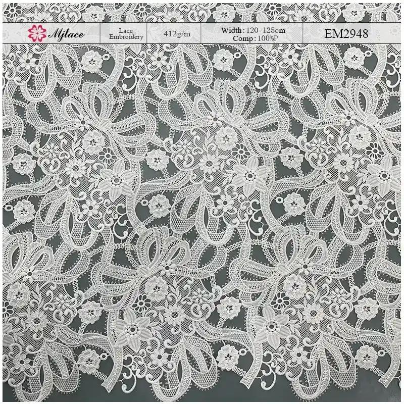Ribbon Garden Water-Soluble Embroidered Lace – Ribbon Floral Embroidered Lace Fabric