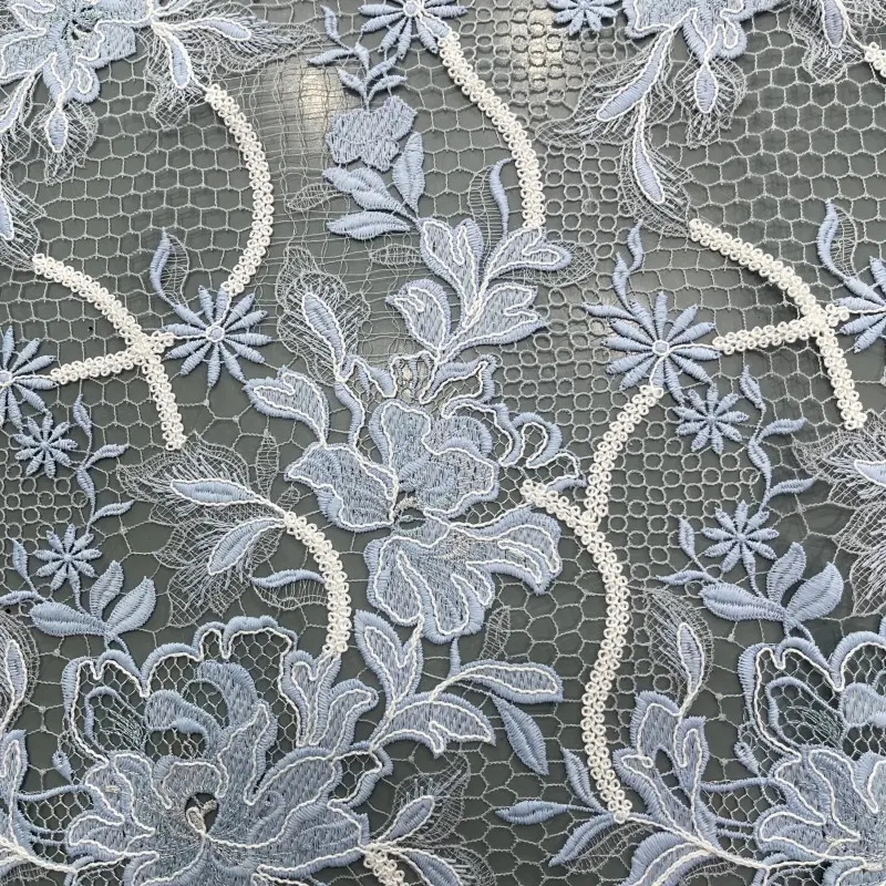 Frosted Garden Multi-Color Water-Soluble Embroidered Lace – Multi-Color Floral Embroidery Lace Fabric