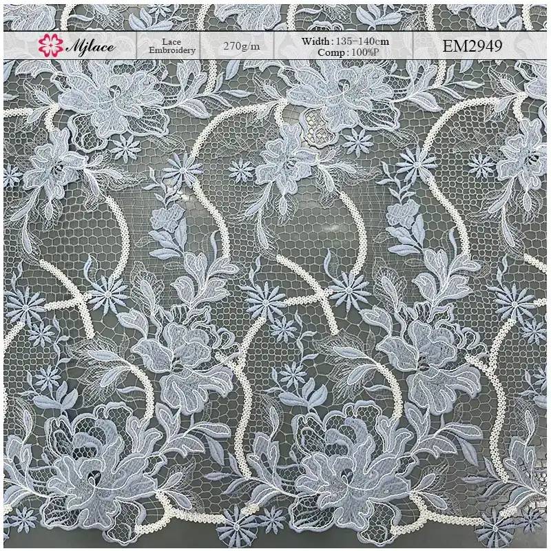 Frosted Garden Multi-Color Water-Soluble Embroidered Lace – Multi-Color Floral Embroidery Lace Fabric