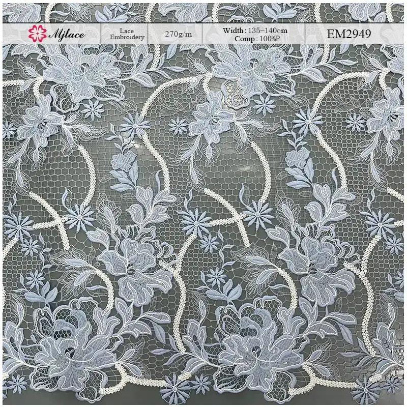 Frosted Garden Multi-Color Water-Soluble Embroidered Lace – Multi-Color Floral Embroidery Lace Fabric