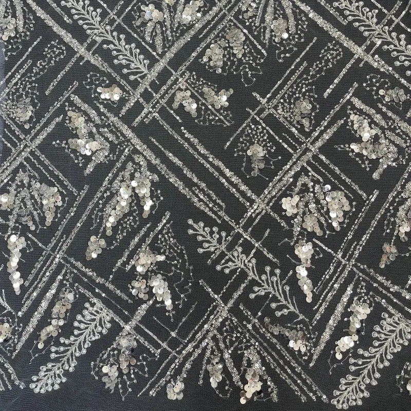 Celestial Shimmer Sequin Embellished Lace – Bridal & Evening Sequin Fabric