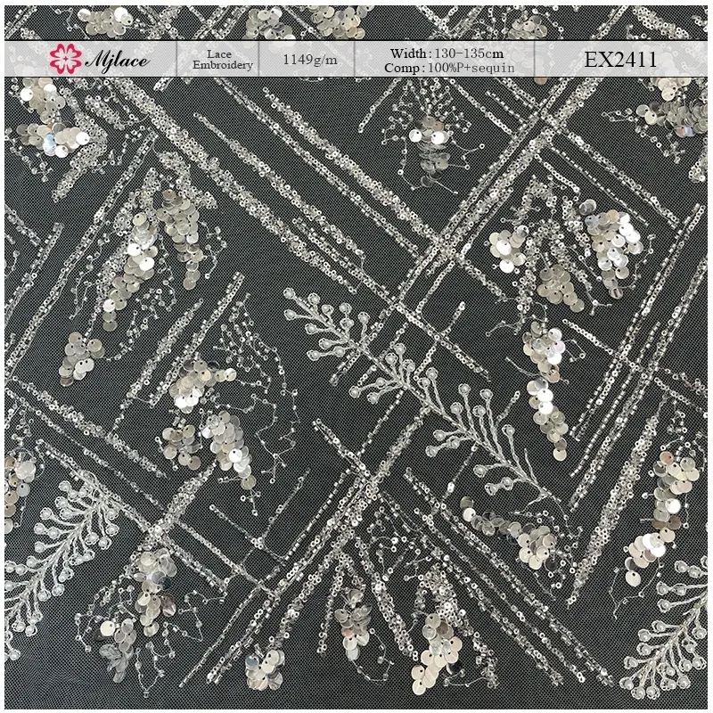 Celestial Shimmer Sequin Embellished Lace – Bridal & Evening Sequin Fabric