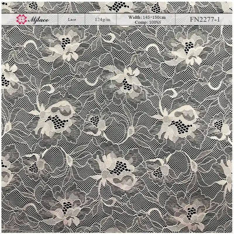 MeadowSong Lightweight Sheer Nylon Lace – Delicate Floral Embroidered Fabric