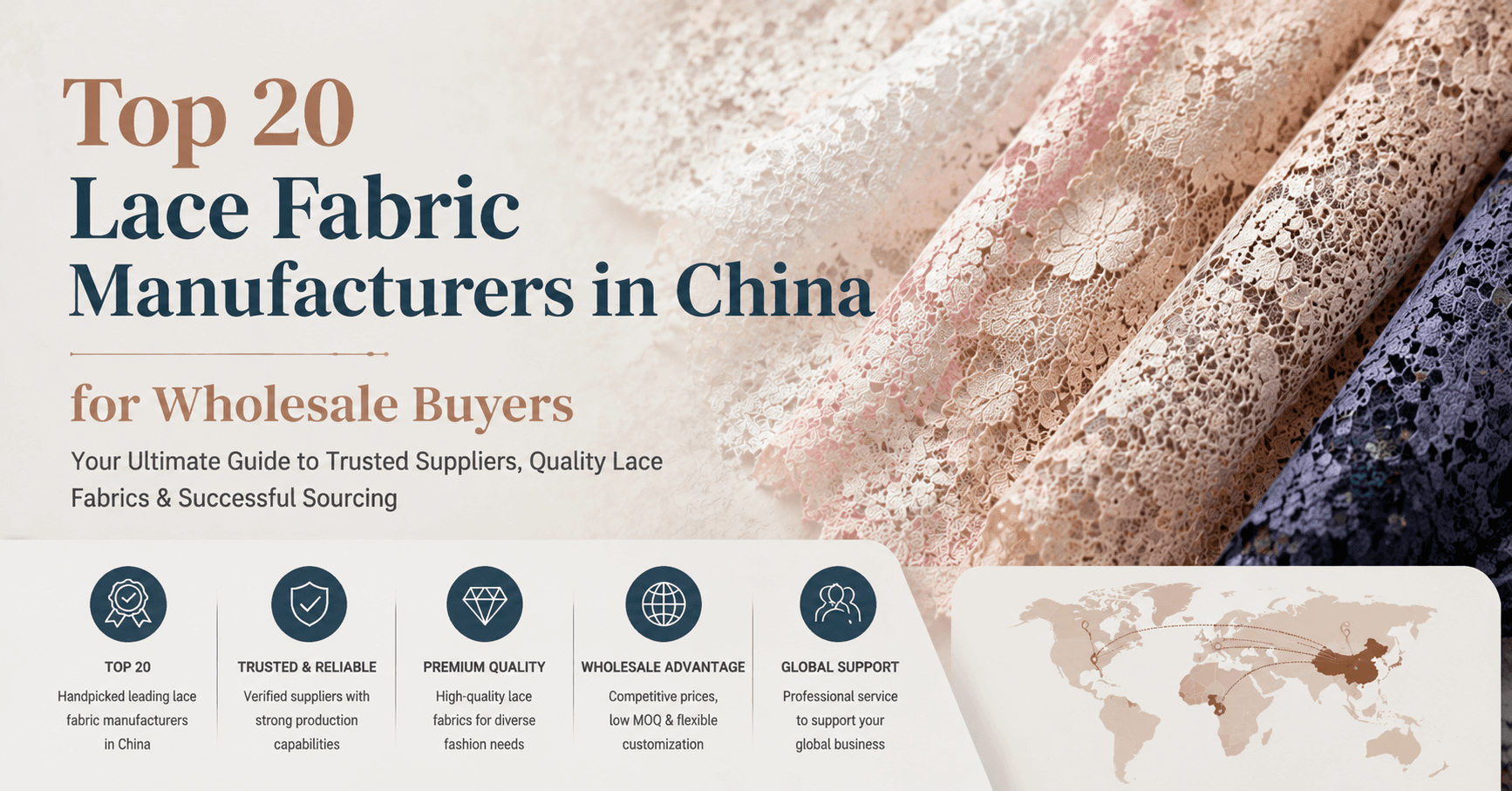 Top 20 Lace Fabric Manufacturers in China for Wholesale Buyers