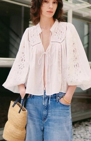 pink embroidered cotton blouse