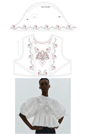 embroidered blouse design sketch