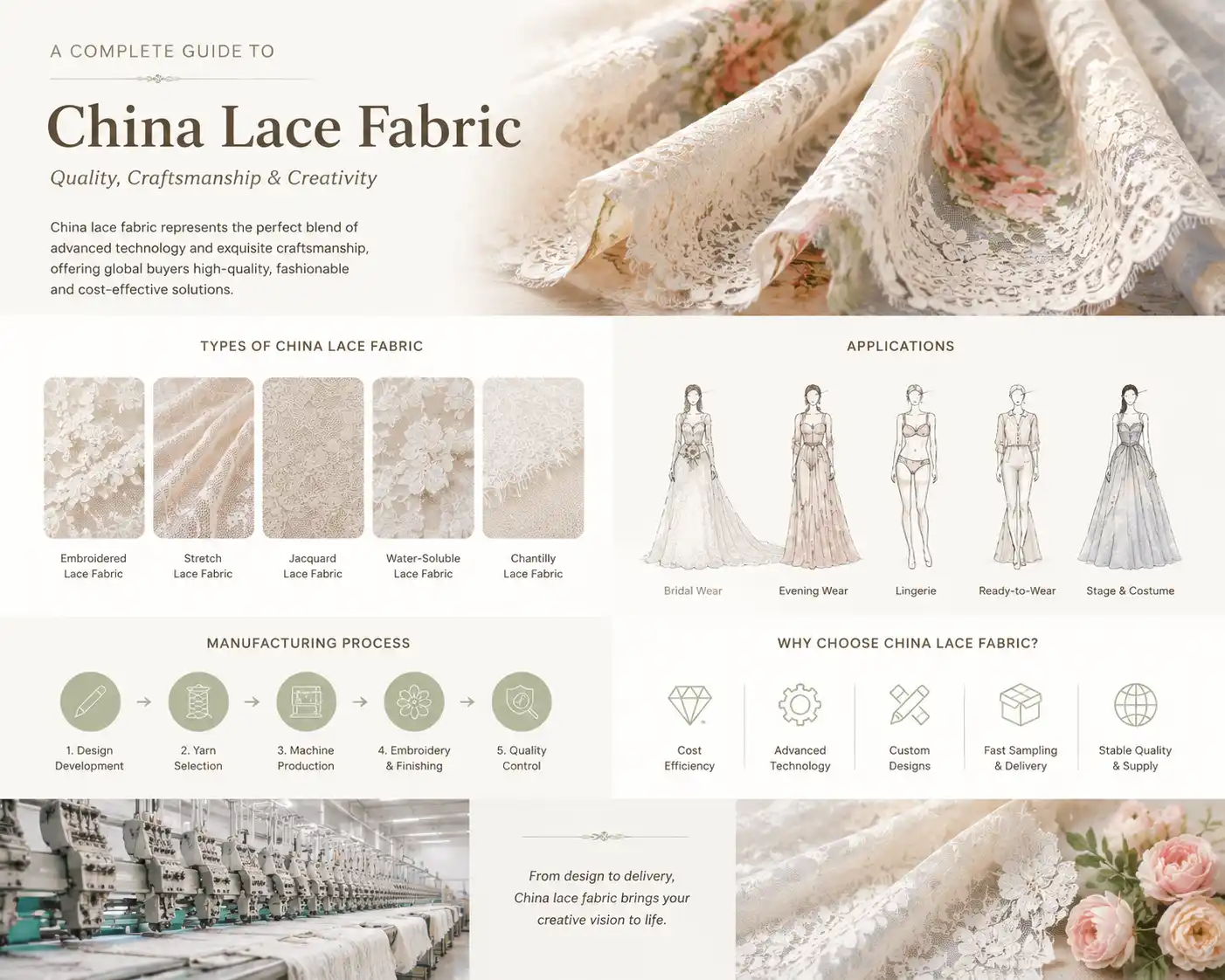 China lace fabric infographic guide overview