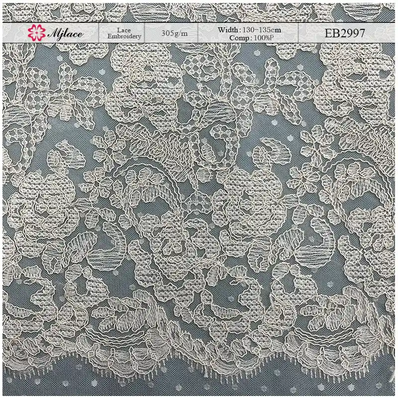 Ivory Rose Cord Embroidery Lace – Floral Eyelash Lace Fabric